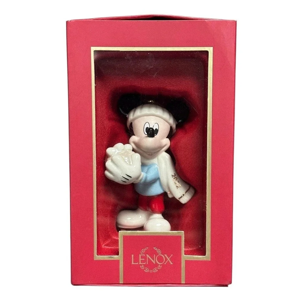 Disney Lenox Mickey Mouse Snow‎ Games Christmas Ornament 2022 Porcelain